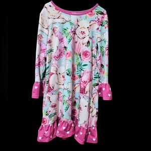 Pink and Blue Penelope Plumm Pajama Nightgown Dress with Ruffle Hem‎ Size 6